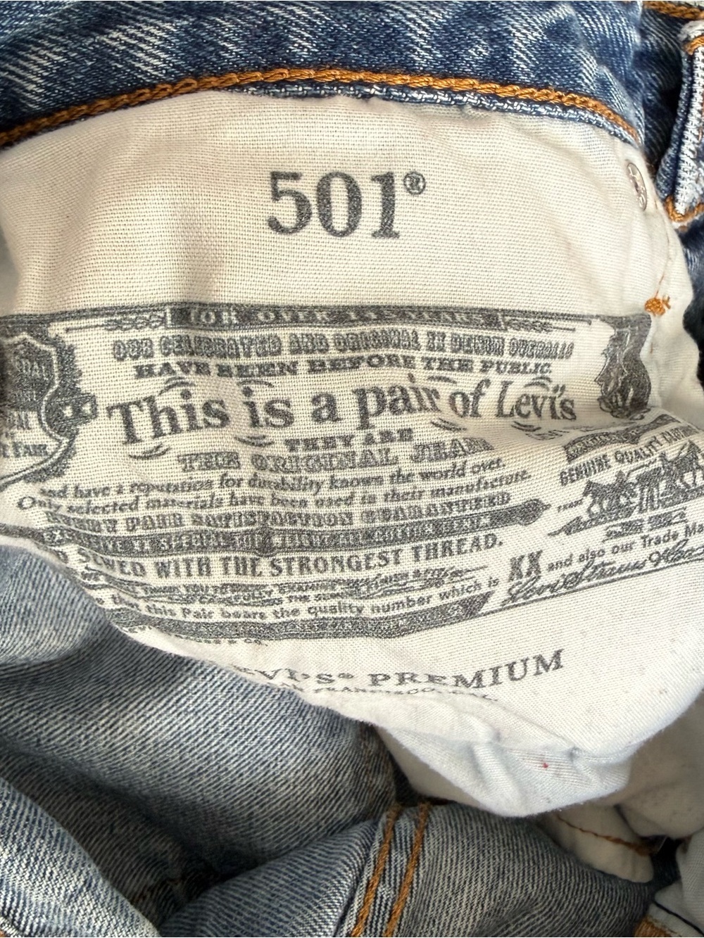Levi’s Premium 501 Distressed Straight Leg Button Fly Medium Wash Blue Jeans 27 - Picture 3 of 8